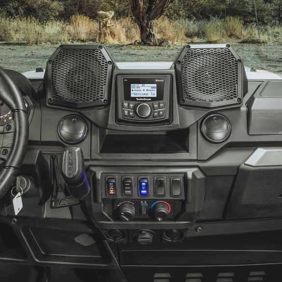 Front Installation View of Dash Assembly with Speakers and Source Unit