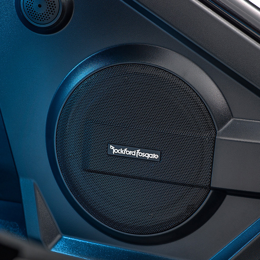 Polaris Slingshot Door Speakers in Pods by Rockford Fosgate.