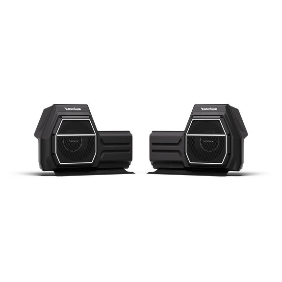 Detailed View of Driver and Passenger Subwoofers with Enclosures